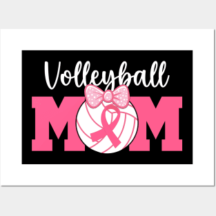 Volleyball Mom Pink Ribbon Breast Cancer Awareness Fighters Posters and Art